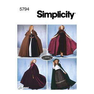 Simplicity 5794 Sewing Pattern Medieval Fantasy Cape Cloak Womens Sizes XS-XL